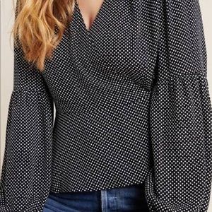 Anthropologie Polka Dot Wrap Blouse